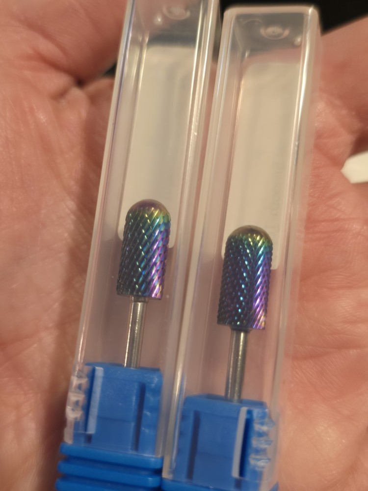 (4) Tungsten Nail Drill Bits Fine, Medium, Course, Extra Course 3/32" Nail File