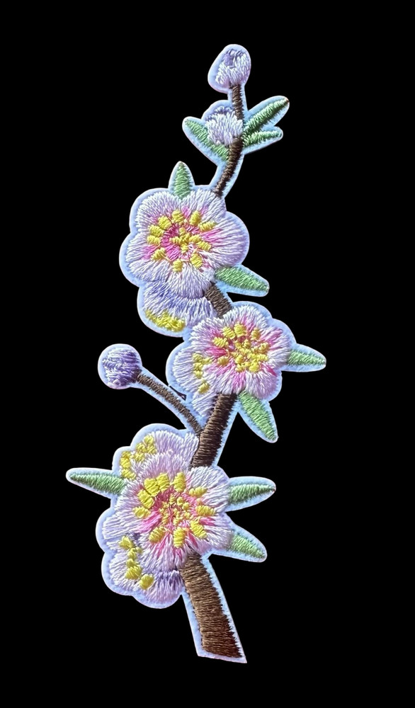 Embroidered Flower iron on patch applique 4 x 1+3/8 inch