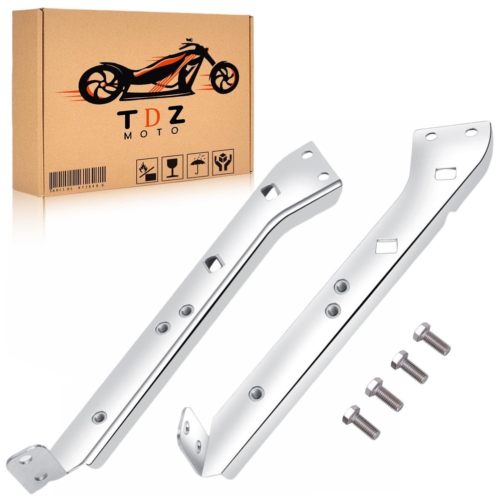 TDZ Chrome Saddlebag Rail Support Bracket Left & Right Side Fit for 1985-2008...