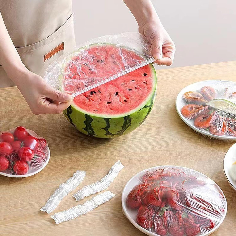 300pcs Reusable Elastic Food Covers - Universal Stretchable Clear Adjustable Pla