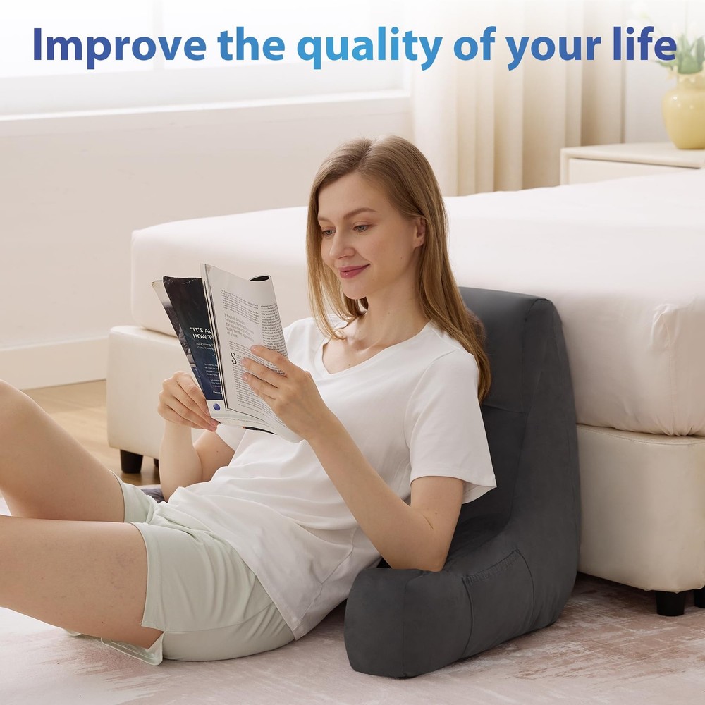 IPYNBAP Back Pillow for Bed Sitting up, Reading Medium(18inch), Grey
