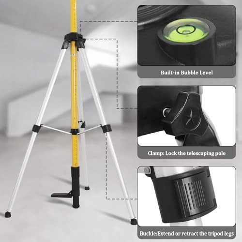 Telescoping Laser Level Tripod 12Ft, Adjustable Stand for Rotary & Line Lasers