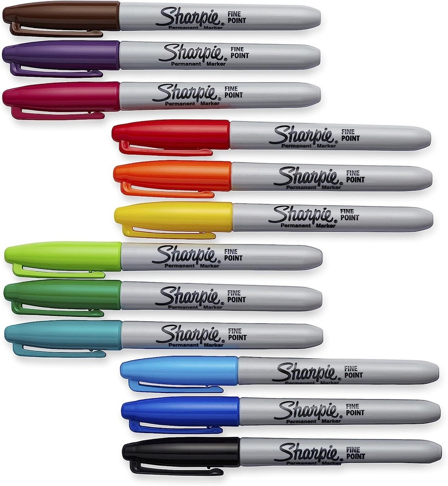 SHARPIE Permanent Markers, Fine Point, Assorted Colors, 12 Count