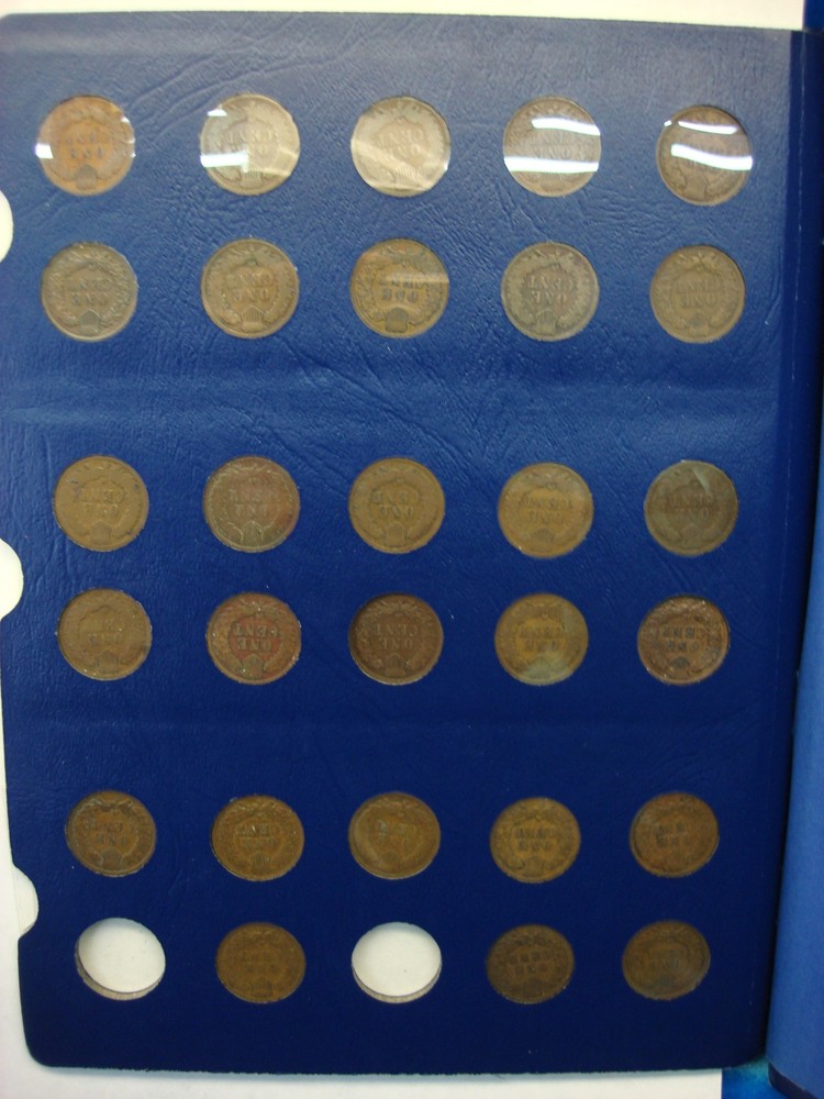 OLDTIME INDIAN CENT COLLECTION - 40 DIFF. COINS - 1857 - 1909