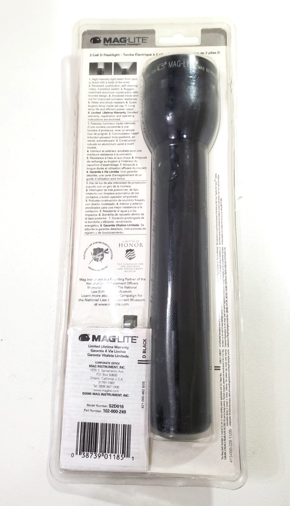 Maglite 2-Cell D Heavy Duty 10”Black Flashlight New In Package S2D016