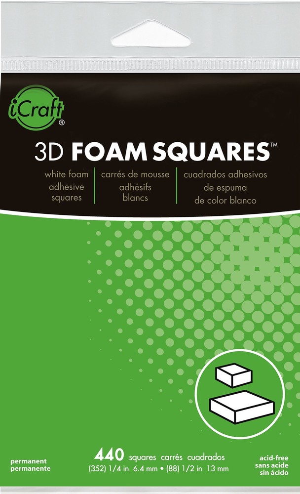 3D Foam Squares Combo Pack White (352) .25" & (88) .5" 440/Pkg