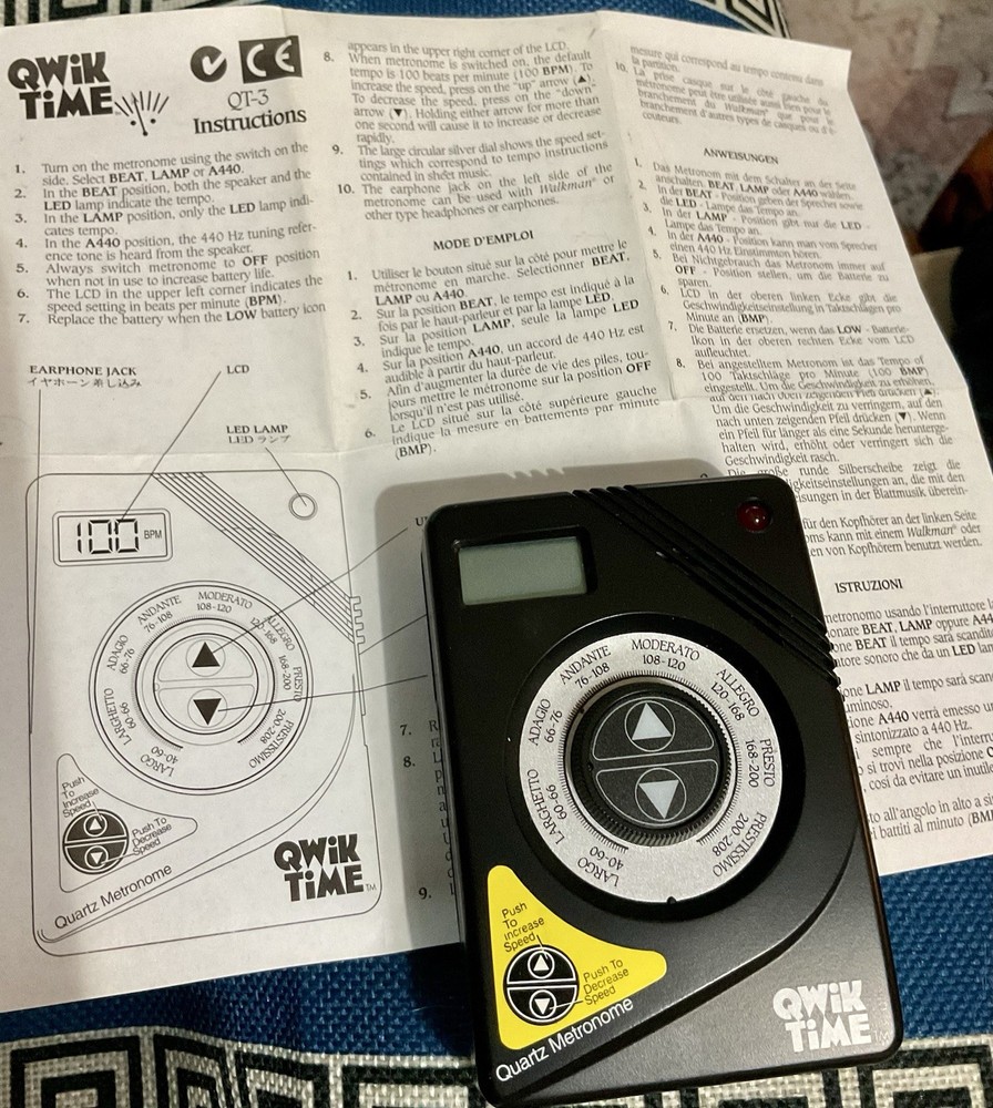 Vintage Qwik Time Quartz Metronome 1995 Works!