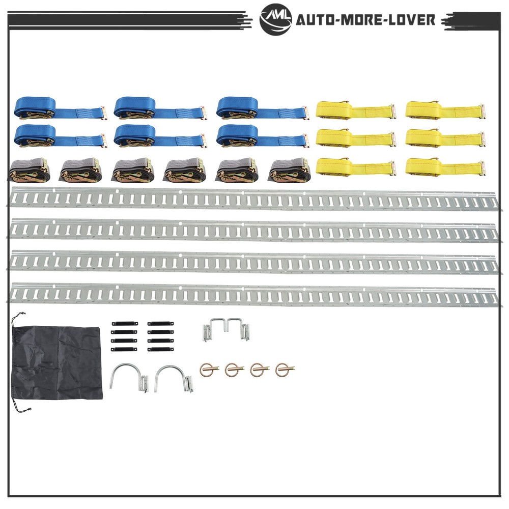 8 Feet Long E Track Rails Silver Finish 37 Pack For Cargo Management System