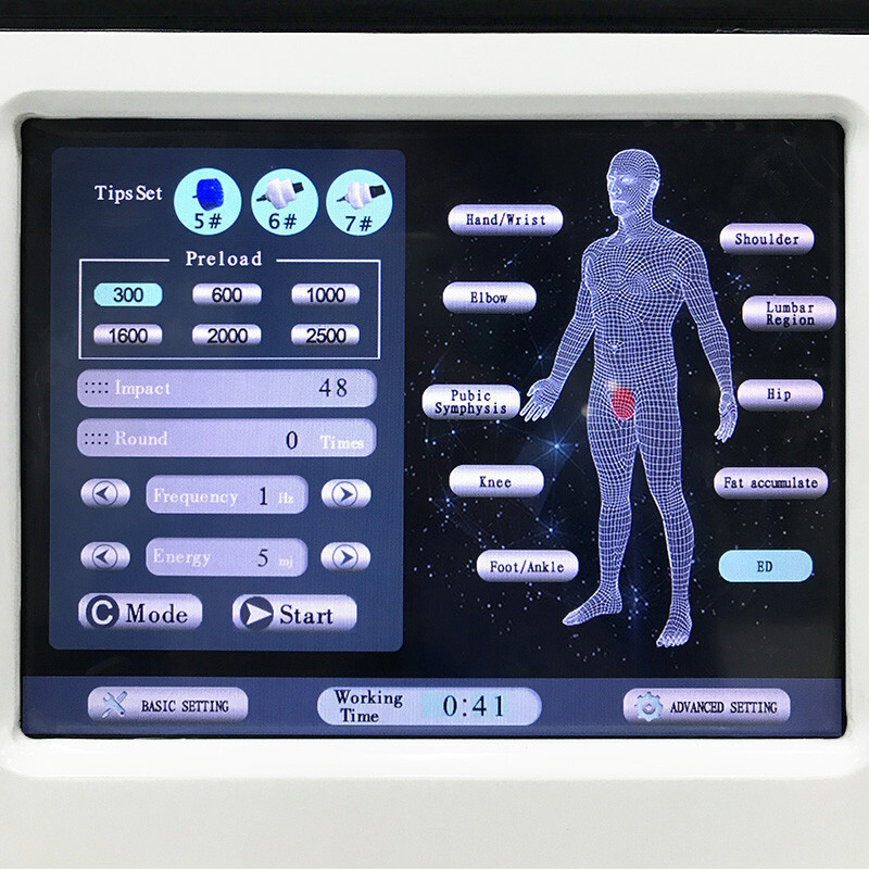 electromagnetic shock wave therapy equipment body pain removal ED machine 7 tip