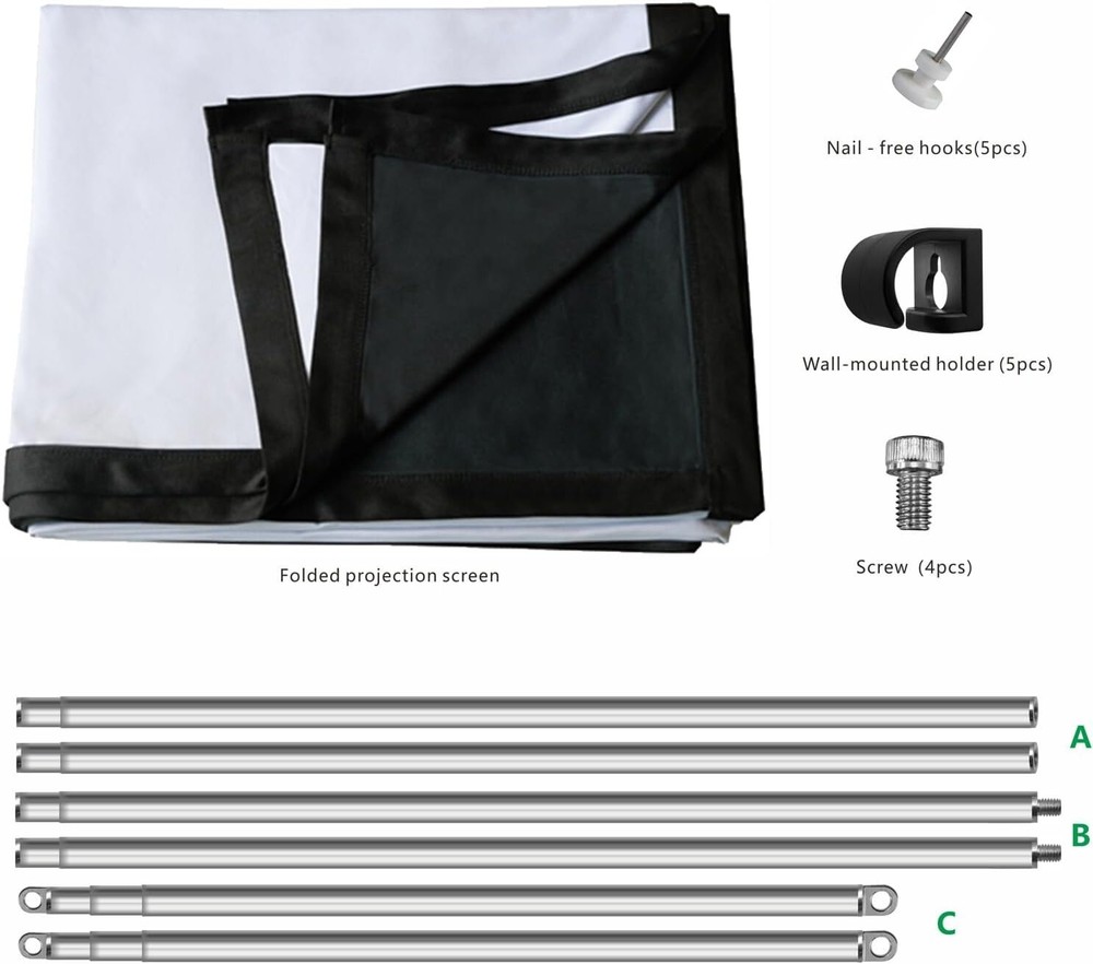 Compact 70-Inch Portable Projector Screen - Washable Polyester and Easy to Store