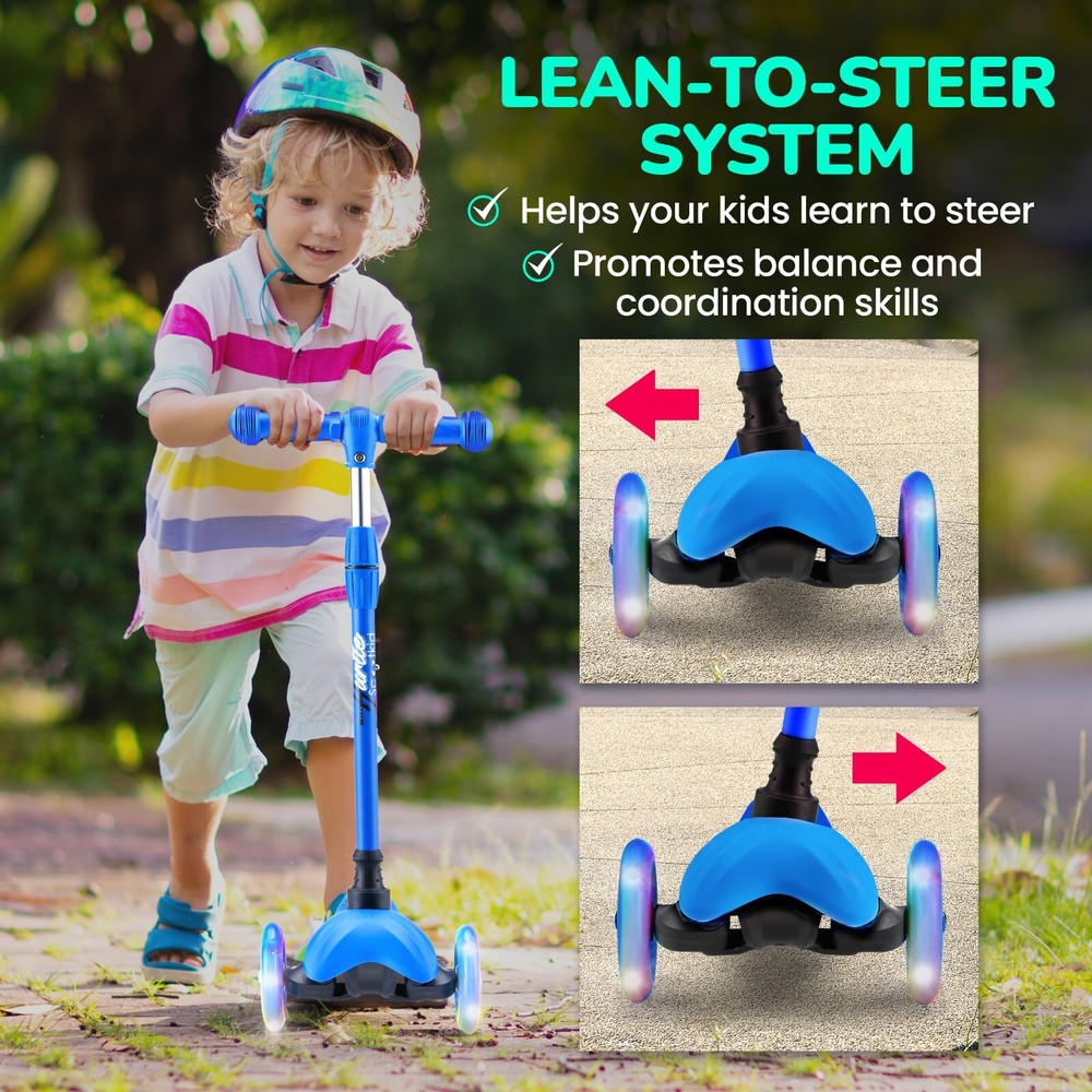 Hurtle Lightweight & Adjustable Mini Kickboard Scooter-for Kids (Blue)