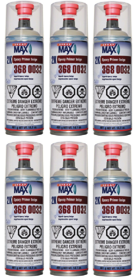 USC 2K Spray Max Epoxy Primer Paint Aerosol 3680032 (6 Pack)