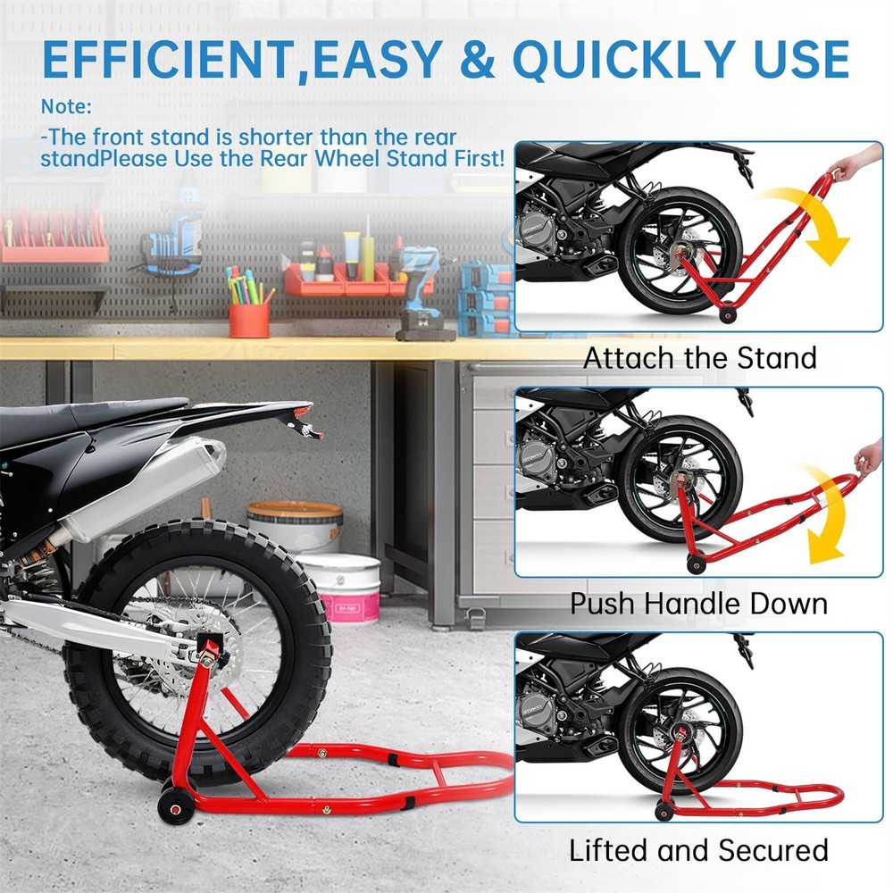 Motorcycle Stand Lift Front & Rear Combo Universal Motorcycle Stands 900lbs