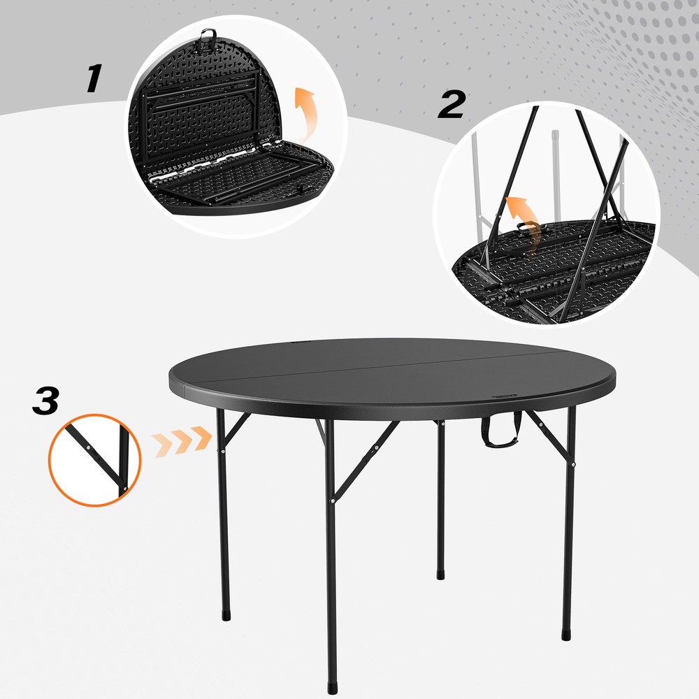 48in Folding Portable Plastic Square Table, Dining Card Table for Indoor/Outdoor