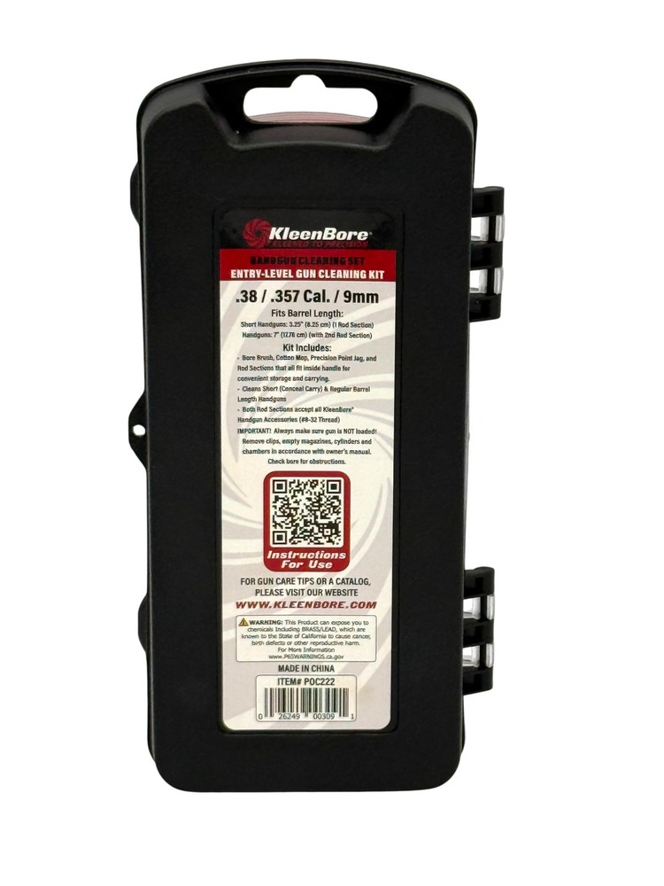 KleenBore .38/.357/9mm Cal. Handgun Cleaning Accessory Kit