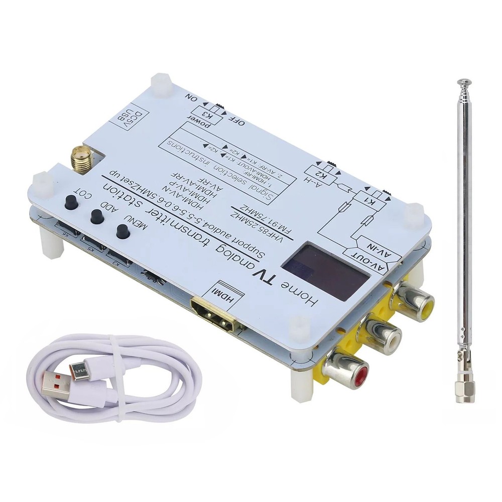 1Pc Analog TVs Signal Transmitter Home Analog TV Transmitter w/ OLED Screen