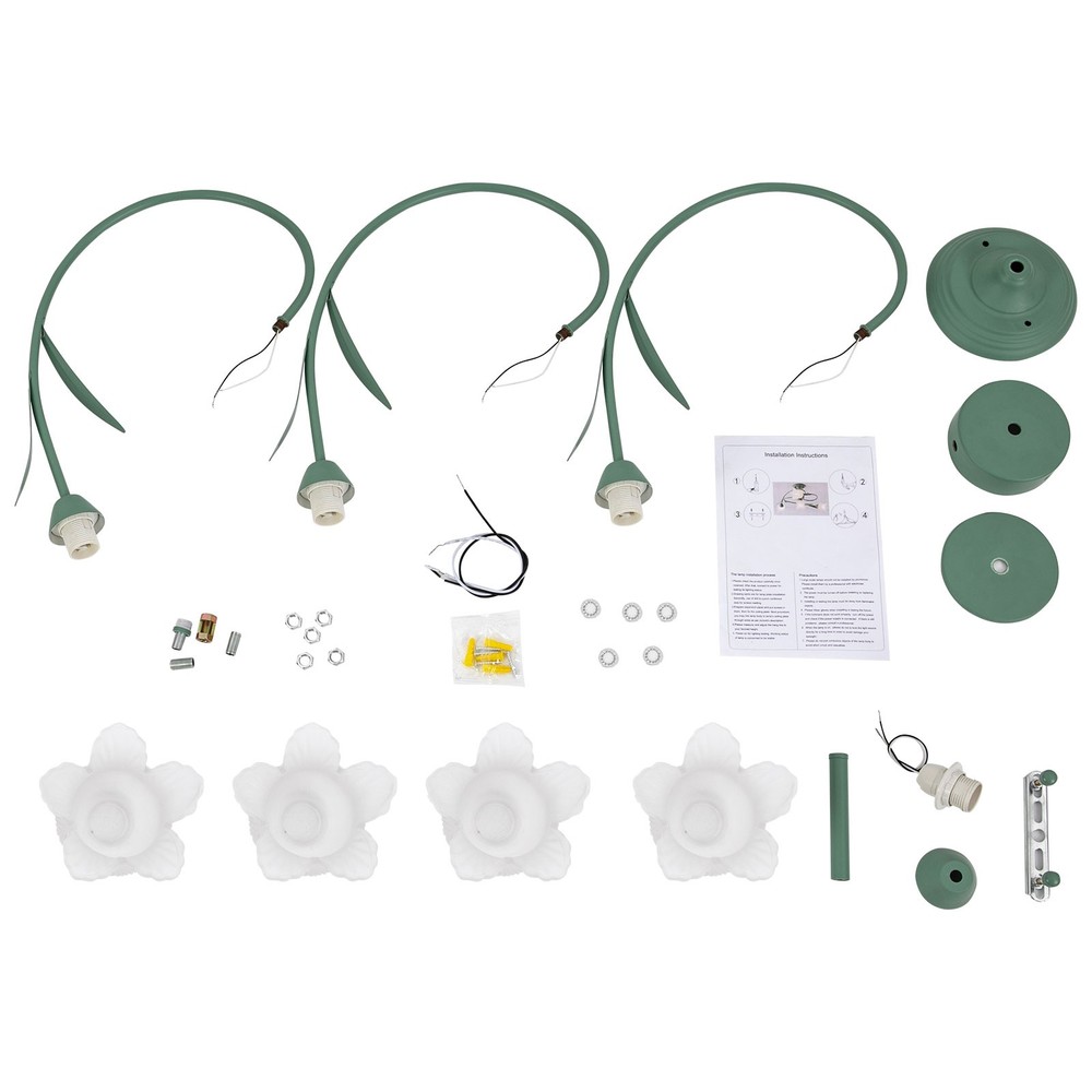 Mid Century Ceiling Light 4-Light Rounded Floral Shade Ceiling Chandelier