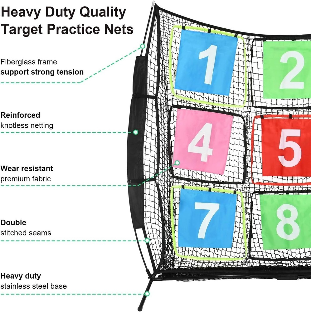 Disc Golf Net Portable Disc Training Net with 9 Target for Backyard, 7ft x 7ft
