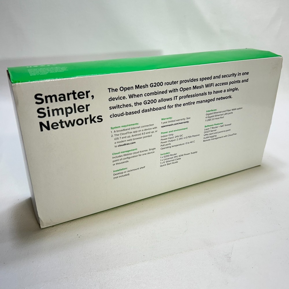 Open Mesh G200 Cloud-Managed Gigabit Router Firewall Open Box