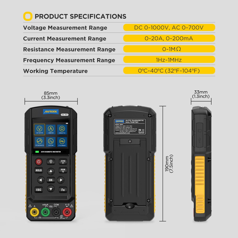 Electrical Diagnostic Multimeter AC/DC Current Voltage Resistance Diode Tester