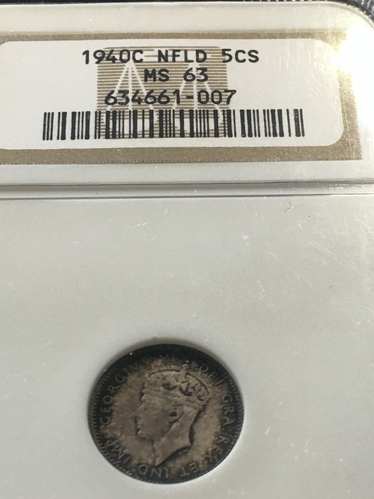 1940c Newfoundland, ¢5 Cent, NGC Graded, **MS-63**