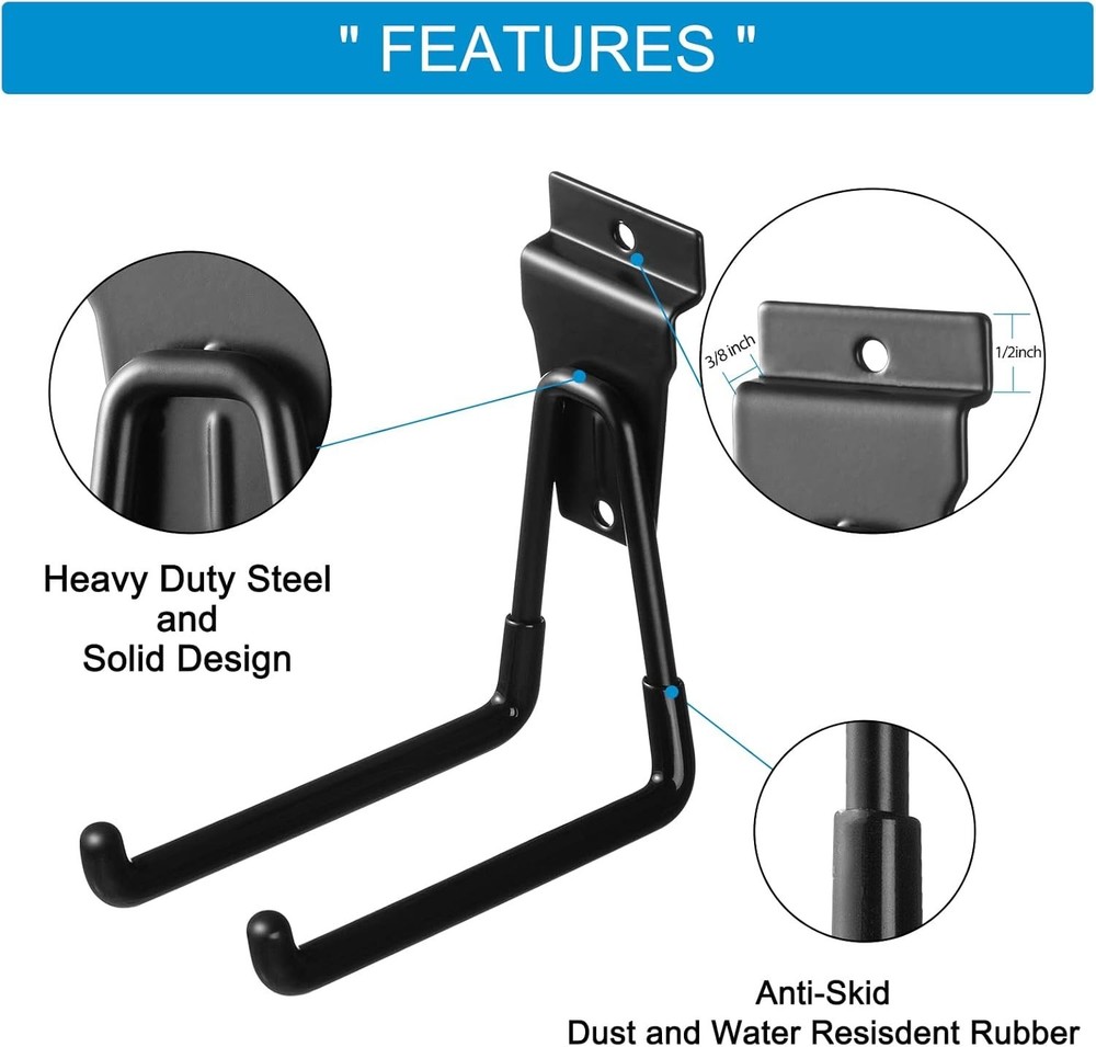 Durable 16-Piece Black Slatwall Hook Assortment for Optimal Storage Solutions