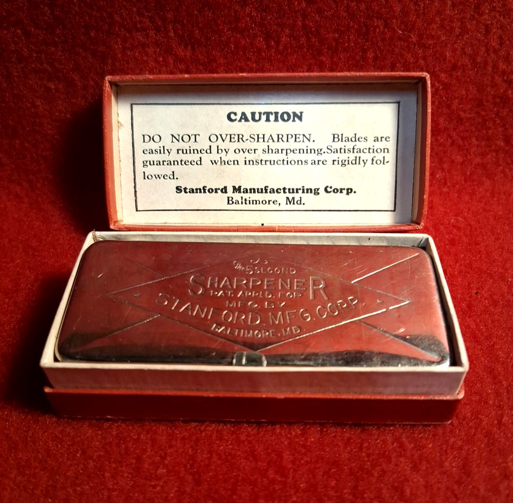 Vintage Stanford Razor Five Second Sharpener Box in Original Box~ Baltimore