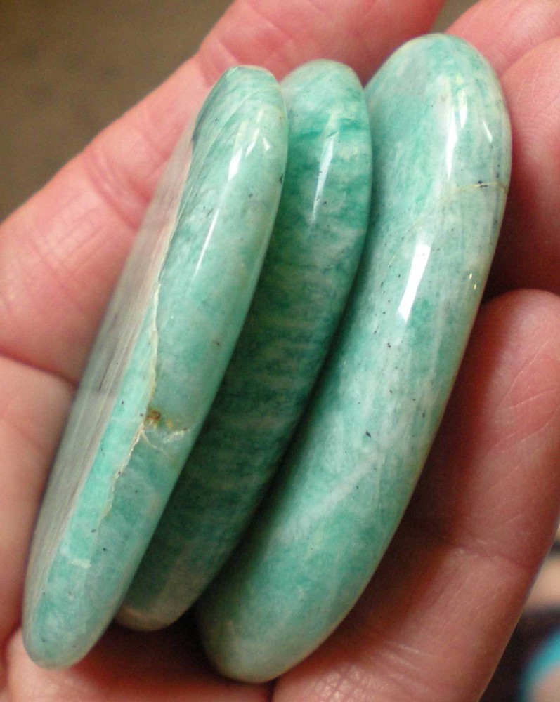 Amazonite - 3 Flat Palmstones sc921e