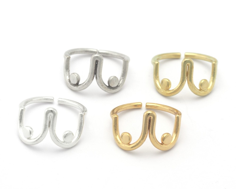 Boobs Ring Adjustable Brass-Antique silver-Shiny silver -Shiny Gold Plated 4619
