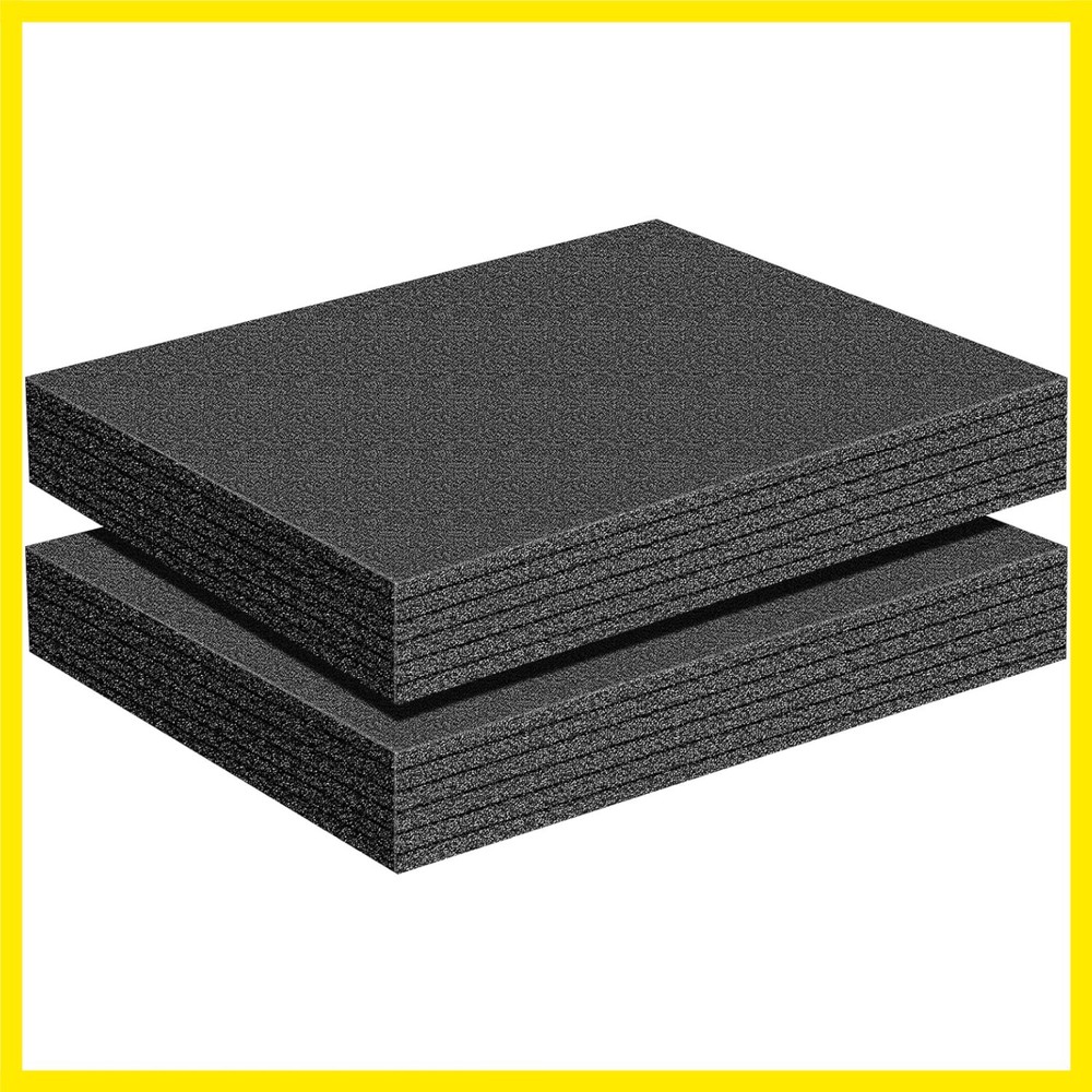 2 Pcs Customizable Polyethylene Foam Sheets 16x12x2" Black Thick Cuttable Foa...