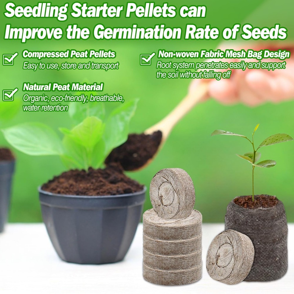 50 Pcs 36mm Seed Starter Peat Pellets for Seedlings, Compressed Seed Starter ...
