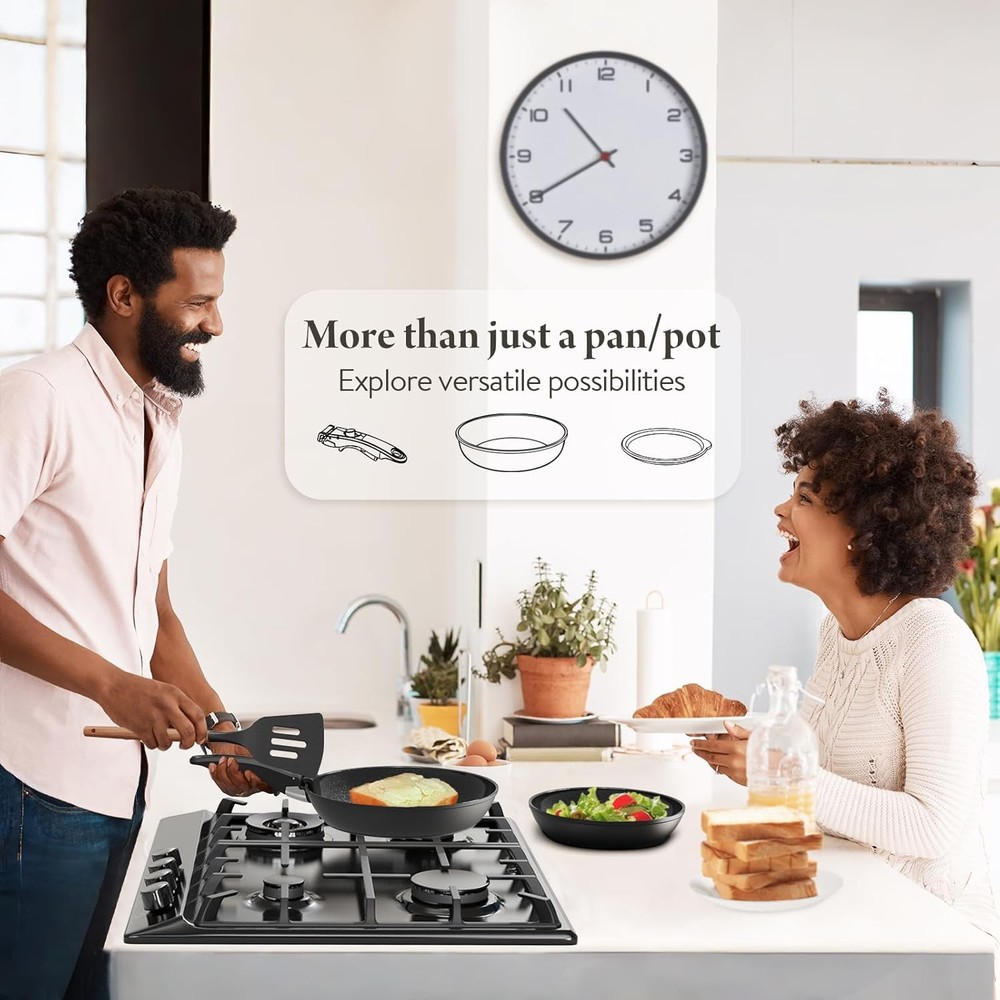 19 Pcs Pots and Pans Set Non Stick Ceramic Cookware Set with Removable Handles,