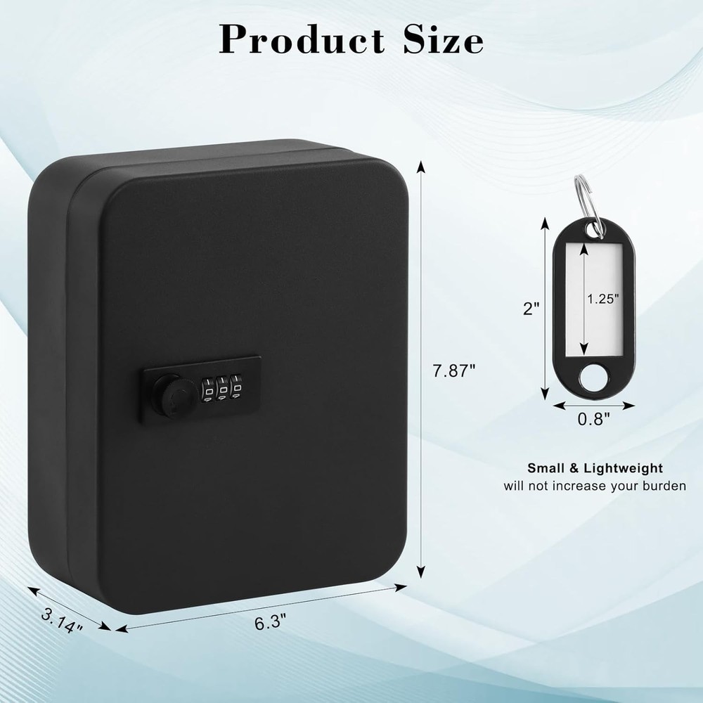 20-Key Storage Lock Box with Secure Combination Lock, Wall Mount Capability