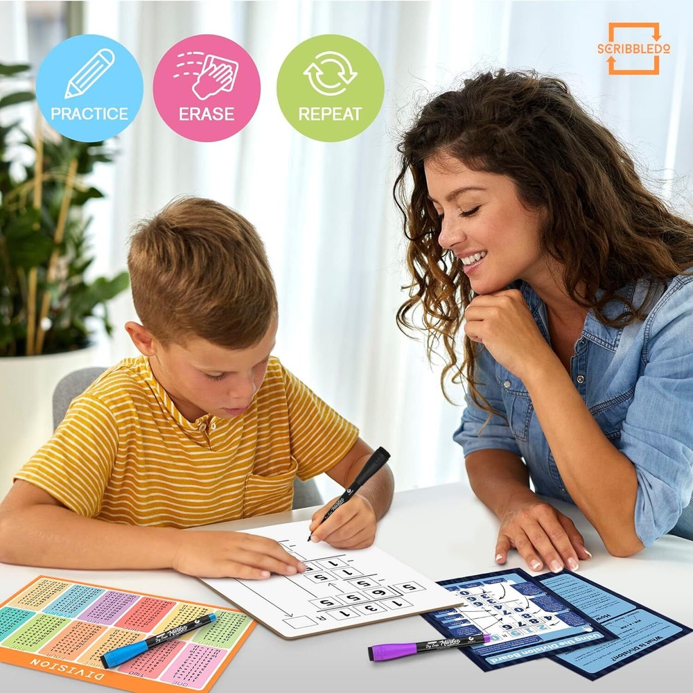 SCRIBBLEDO Dry Erase Division White Board 9x12Inch Small Chart