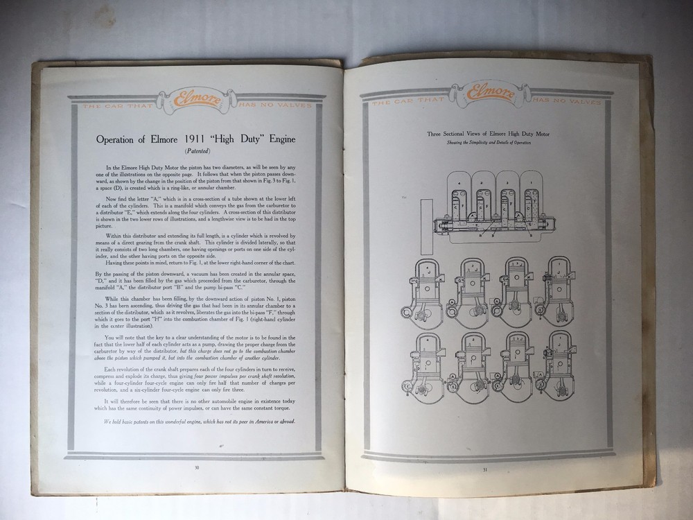 ORIGINAL 1911 ELMORE AUTOMOBILES CATALOG