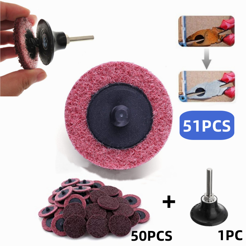 51 PCS 2" Medium Roll Lock Grinding Surface Conditioning Disc with 2" Pad Holder