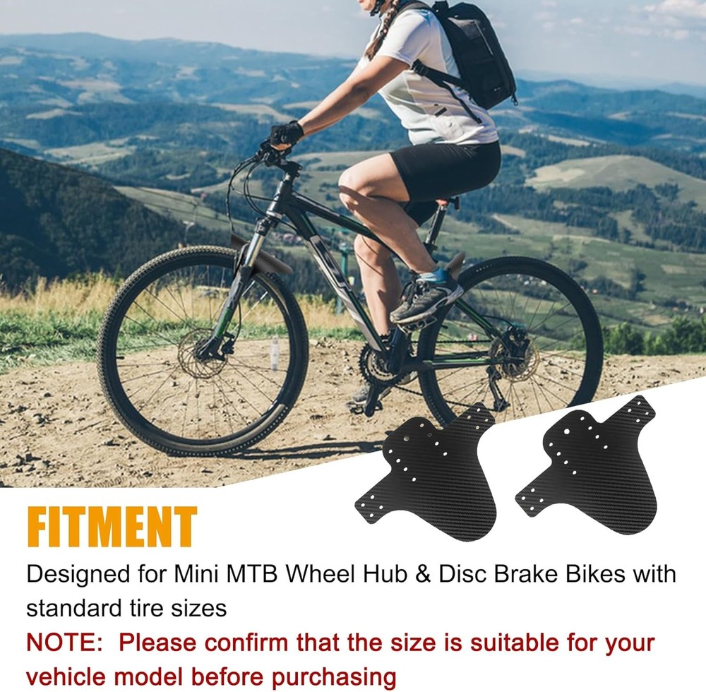 Bike Mud Guard 2PCS MTB Front Rear Adjustable Carbon Pattern