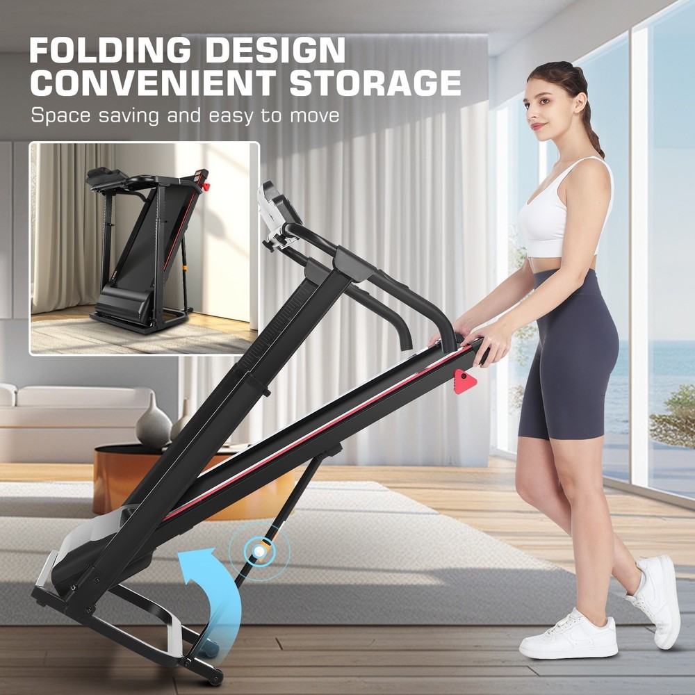 Space-Saving Design Treadmill Machine Quick Start Electric Treadmill Running Pad