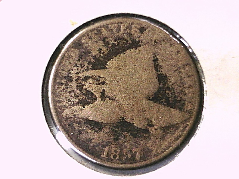 1857 Flying Eagle Cent Genuine Raw Ungraded 00963