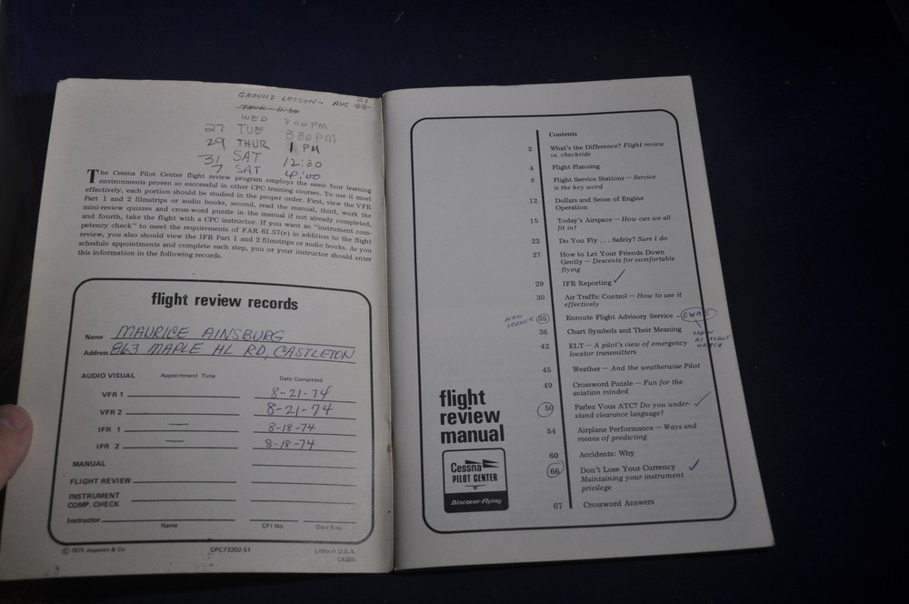 1974 Flight Review Manual Cessna Integrated Flight Training System