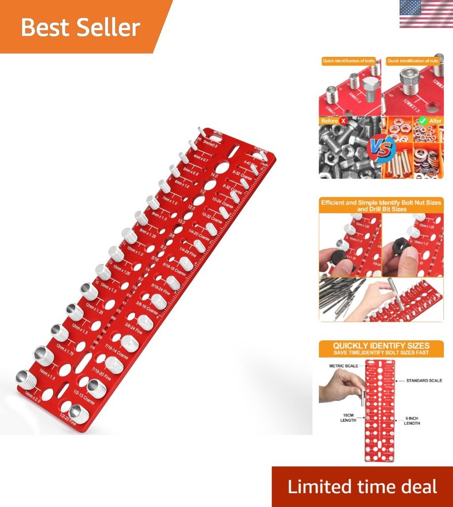 Thread Checker Bolt Nut Gauge SAE Metric Drill Bit Measurement Tool