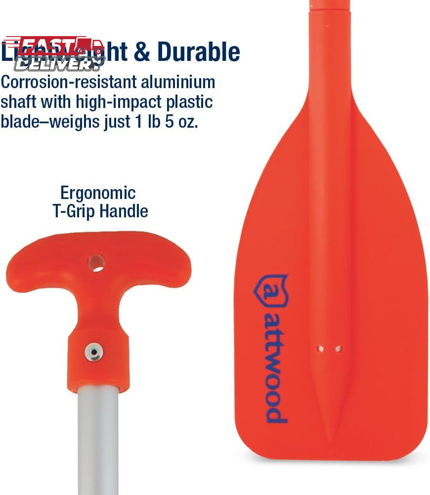 Attwood Emergency Telescoping Paddle for Boating, Orange