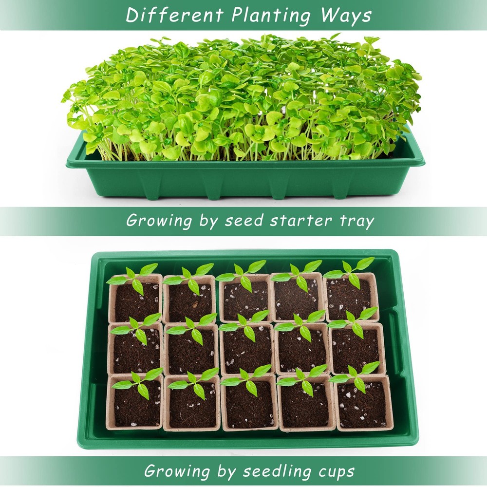 Hahood 4 Pack Seed Starter Tray Kit, 120 Square Seed Peat Pots for Seedlings ...