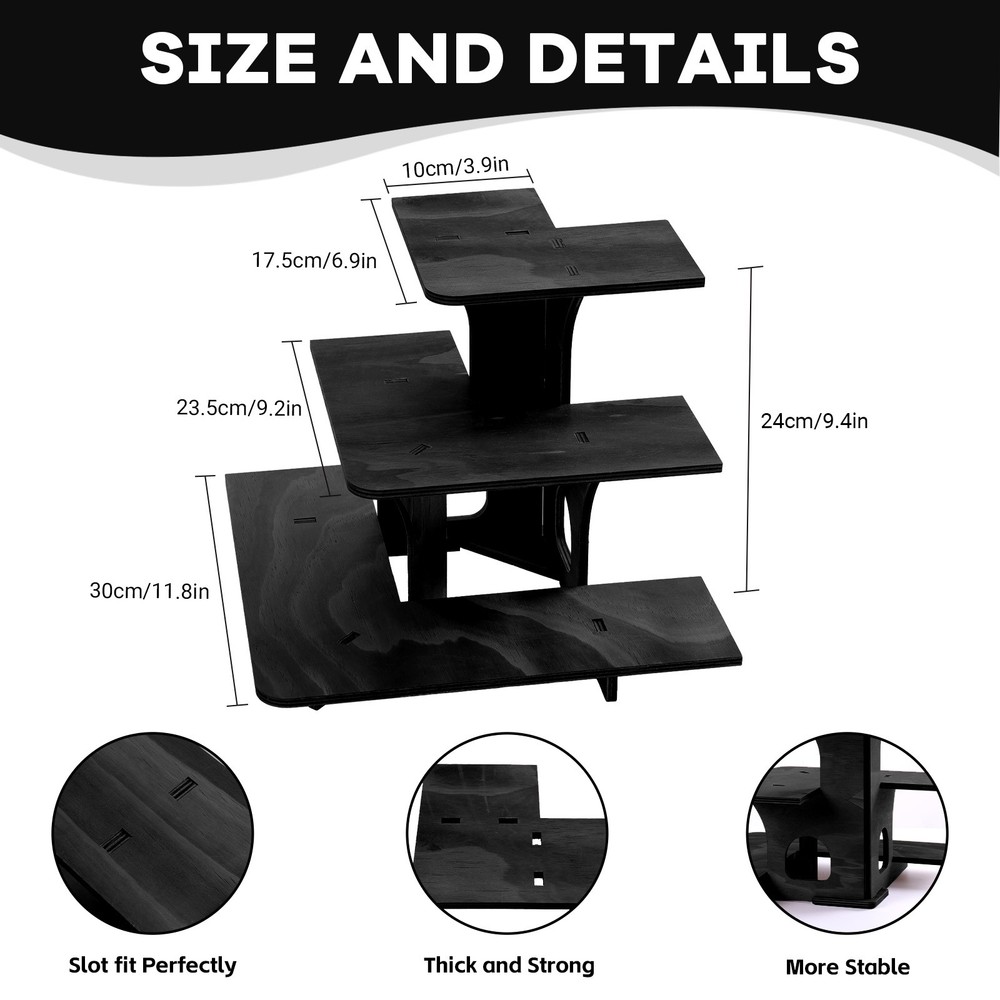 L-Shape 3-Tier Retail Table Display Corner Stand Wood Multi-Purpose Display Rack