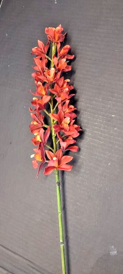 Artificial Cymbidium Orchid stem ORANGE RUST