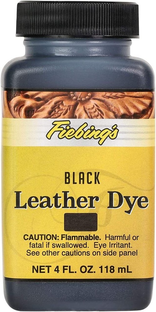 Fiebing's Leather Dye Black 4 oz Alcohol-Based Dries Uniformly