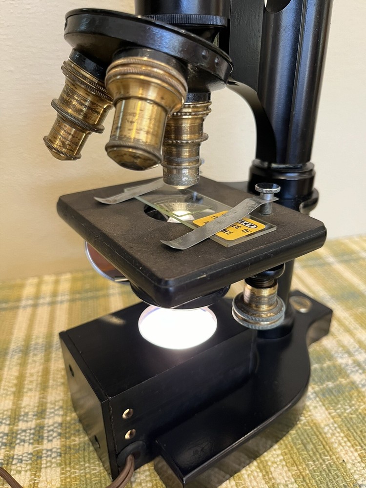 Vintage Graf Apsco Microscope with working Light c.1946