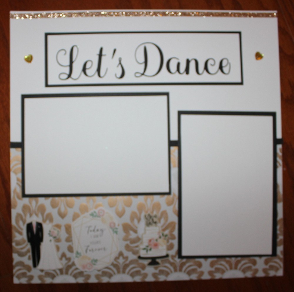 Wedding Let's Dance scrapbook pages 2 each handmade assembled premade