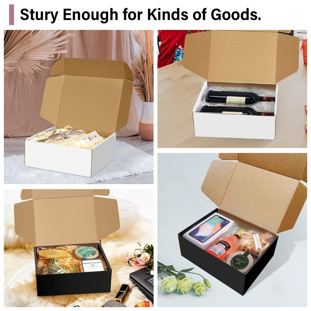 30 Pack 8x6x3 inches White Shipping Boxes, Corrugated Mailer Boxes, Packaging...