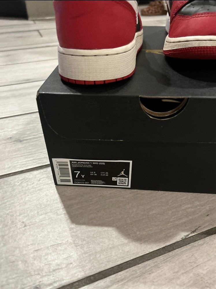 Jordan 1 MidGym Red Black White(Grade School)